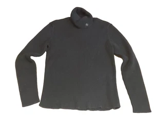 Vintage/Lauren Ralph Lauren gerippter schwarzer Rollkragenpullover L.(40 Brust schwere Baumwolle - Bild 1 von 3