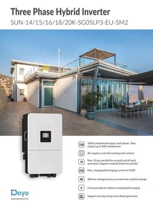 Deye Sun 20K LP3 Hybrid Solar 20KW Wechselrichter 20000W 3Phasen WIFI 51,2V Bat - Bild 1 von 8