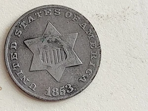 1853-P Philadelphia Silver 3 Three Cent Piece nicer example - Picture 1 of 3