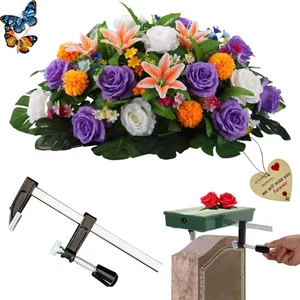 Mai soffiato via! Sella da cimitero per lapidi - Rosa viola e arancione lil... - Foto 1 di 6