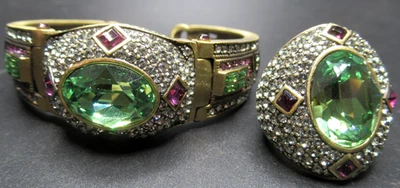 Juego de anillos pulsera de cristal púrpura y verde HEIDI DAUS Foto 1 de 4