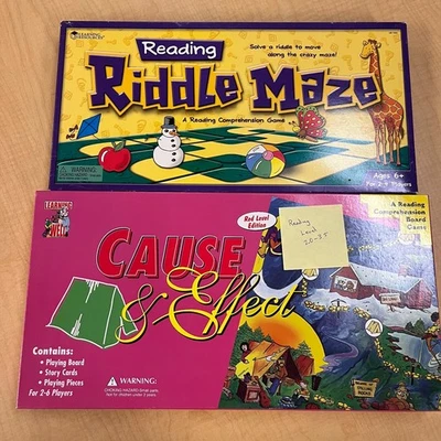 2 Educational Board Game/s Cause Effect Reading Comprehension Riddle Maze Gr 2-3 - Image 1 of 4
