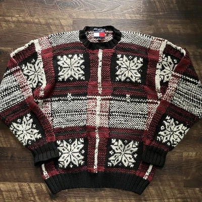 Vintage Tommy Hilfiger Chunky Fair isle Wool Blend Nordic Cabincore Sweatwe XL - Image 1 of 4