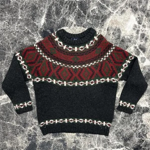 Vintage Woolrich Sweater Mens Medium 90s Wool Fair Isle Aztec Nordic Pullover - Picture 1 of 5