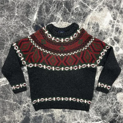 Vintage Woolrich Sweater Mens Medium 90s Wool Fair Isle Aztec Nordic Pullover - Image 1 of 4