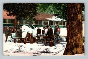 Mountains Western OR-Oregon, Logging Camp Vintage Souvenir Postcard - Picture 1 of 2