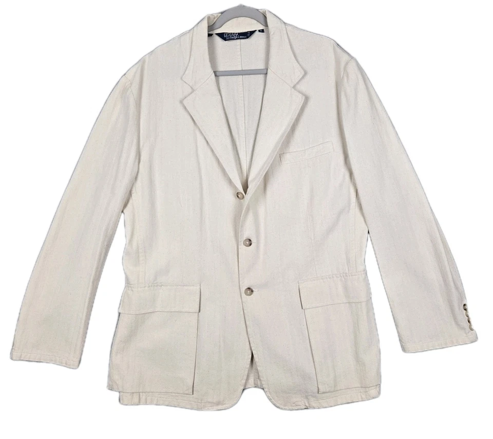 Куртка мужская Polo Ralph Lauren Raw Cotton Herringbone кремовая размер XL (прибл. 46L) - Изображение 1 из 4