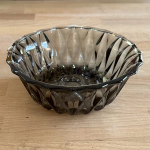 Vintage Libbey Rauchgrau Swirl Diamantschliff Glas 6" Schüssel - Bild 1 von 5