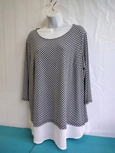 Adrianna Papell Pullover Blusa Slinky Elasticizzato Strati Manica 3/4 Spacchi Taglia 1X - Foto 1 di 9