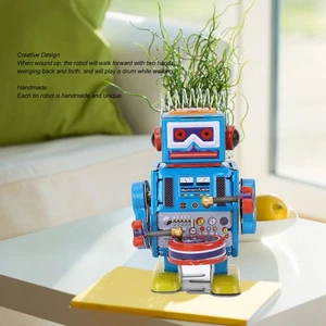 Robot Clockwork Toy Creative Drumming Vintage Robot Tin Toy For Adult - Picture 1 of 22