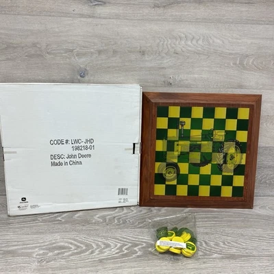 John Deere Checkers Game Complete Wooden Wall Hanging Display 16 x 16" - Image 1 of 4