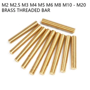 M2 M2.5 M3 M4 M5 M6 M8 M10 - M20 Brass Threaded Bar Rod Studding Studs DIN 976 - Picture 1 of 8