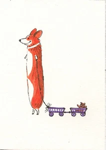 ACEO LETTER L RYTA PRINT OF PAINTING PEMBROKE WELSH CORGI ALPHABET SCRAPBOOKING  - Picture 1 of 1