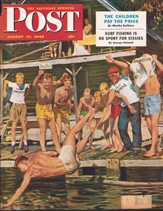 1949 AUG 27 Wet Camp Counselor SATURDAY EVENING POST COVER ONLY #1 Austin Briggs - Picture 1 of 3