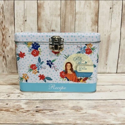 Caja para guardar libros de recetas de metal estaño rosa primavera cumpleaños mujer pionera ¡NUEVA CON ETIQUETAS! Foto 1 de 4