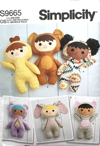Simplicity Pattern S9665  14 1/2"  Plush  Chick, Owl, Bear, Kitten, Bunny - Picture 1 of 2