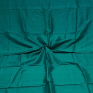 Vintage Teal 100% Pure Silk Handloom Sari Remnant 4YD Craft Fabric Silk Scrap - Picture 1 of 4