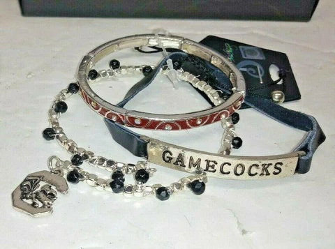 SEASONS NCAA SOUTH CAROLINA GAMECOCKS LOGO 3 PIECE BRACELET SET NWT Cover