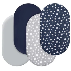 Bassinet Sheets Set 4 Pack for Baby Boy Universal for Oval Hourglass and Rect... - Picture 1 of 6