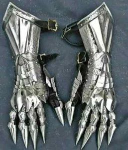 Par de Guantes Nazgul Medievales ~ Guantes de Acero Disfraz de Rey Brujo Guanteletes Armadura - Imagen 1 de 5