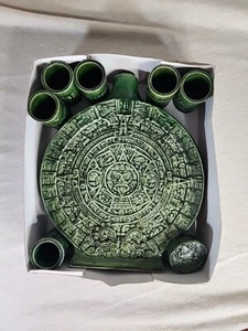 Mesoamerican Mayan Calender Pottery Set Vintage MCM - Picture 1 of 10
