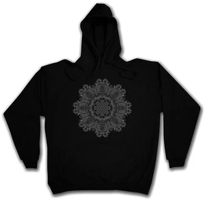 FLOWER MANDALA I HOODED SWEATSHIRT HOODIE Hinduism Buddhism Buddhismus - Picture 1 of 2