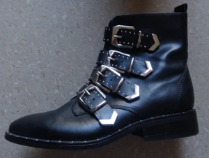 Star Collection Stiefeletten Stiefel Gr.36 Schwarz Applikationen Schnallen Damen - Bild 1 von 5