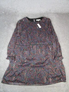 Loft Dress Womens Xxl Purple Green Blue Paisley Blouson New - Picture 1 of 9