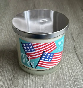 Pier 1 Cool Denim 3-Wick Scented Candle 14 oz 45-60 Average Burn Time - Picture 1 of 8