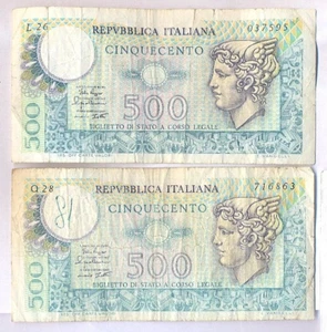 2 x 500 Lire, banconota Italia Repubblica - Bild 1 von 2