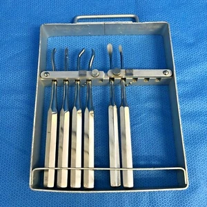 6er Set Richards Hohlbeitel & Aufzüge Küretten mit Koffer Orthopädisch  - Bild 1 von 5