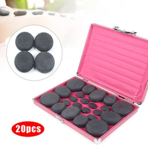 20pcs Hot Spa Massage Stones Body Skin Massage Basalt Stone Kit + Heatering Box - Picture 1 of 12
