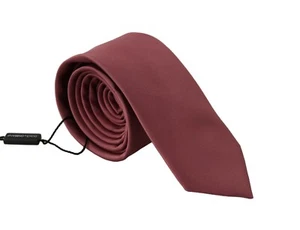DOLCE & GABBANA Tie Men Pink Solid Print Silk Adjustable Necktie Accessory $300 - Picture 1 of 8