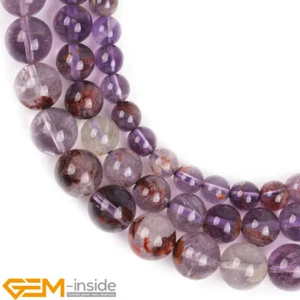 Purple Amethyst Ghost Quartz Natural Gemstone Round Beads Jewelry Making 15" AU - Foto 1 di 33