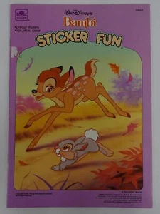 Walt Disney's Bambi Sticker Fun 1988 Golden Activity Book Complete and Unused - Foto 1 di 19