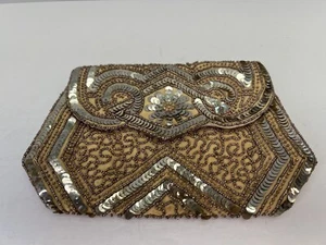 1920s Art Deco French Handmade Sequin& Beaded Evening Owl Purse Antique Clutch - Picture 1 of 13