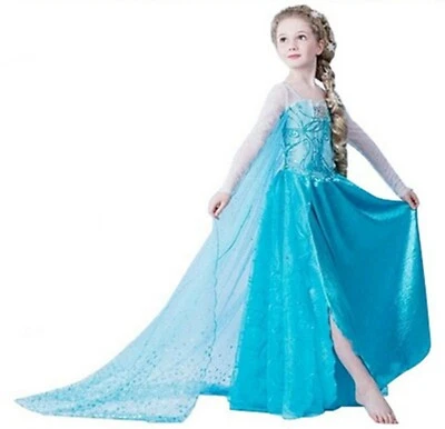 ELSA & ANNA® Robe fantaisie fille reine des neiges robe princesse costume Halloween E202 - Photo 1/4