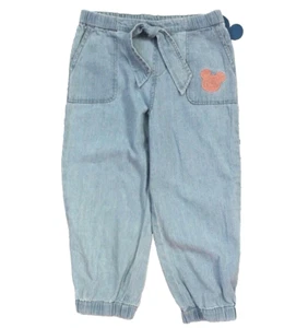 Disney Junk Food Girls' Mickey Mouse Front Tie Jogger Pants Chambray Blue Size S - Picture 1 of 5