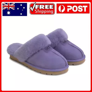 UGG Slippers Womens Australian Double Face Sheepskin Non-slip Rosa Scuff Purple - Picture 1 of 6