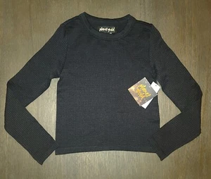 NEW GIRLS PLANET GOLD BLACK THERMAL TOP SHIRT SIZE M 7-8 - Picture 1 of 1
