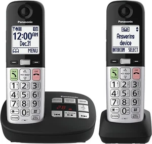 Panasonic Expandable Cordless Phone Answering Machine Call Block 2 Handset Black - Picture 1 of 6