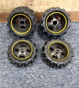 New Bright Vortex RC Car Buggy 1:10 Scale Replacement Tires & Rims + Screws - Picture 1 of 3