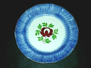 T. WALKER - Early True Spatter Spatterware Adams Rose Dinner Plate Staffordshire - Picture 1 of 2