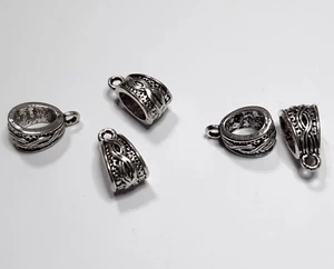 Necklace Pendant Bails Solid Cast TIBETAN SILVER DIY Jewellery Findings 5 pc - Picture 1 of 3