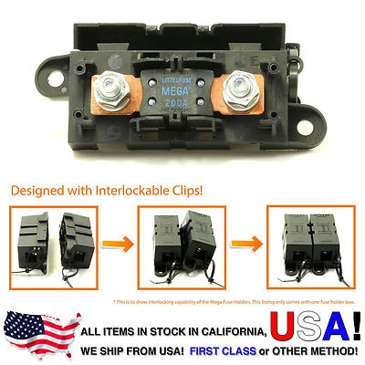 LITTLEFUSE Expandable Mega Fuse HOLDER with 200A megafuse 200 amp 32V DC Slo-Blo - Image 1 of 4