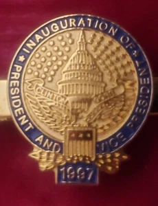 Presidential Inagural Tie Clip 1997, Goldtone Clinton Gore Dole Perot WOW - Picture 1 of 4