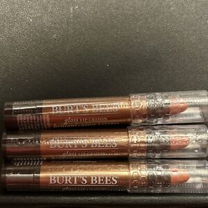 (3 X) Burt's Bees Gloss Lip Crayon #412 Santorini Sunrise, 100% Natural, Sealed