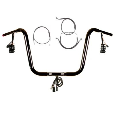 Kit de barra precableada 1 1/4" negra 14" Harley Road Glide 2008-2013 sin crucero sin ABS Foto 1 de 2