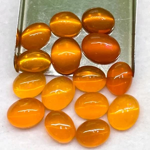 15 Pcs Natural Ethopian Orange Opal 8.9mm to 10.7mm Oval Cabochon Gemstones Lot - Picture 1 of 16