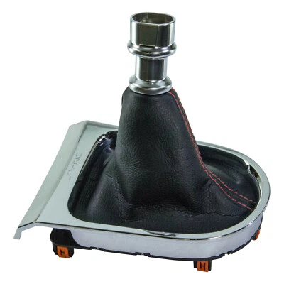 NUEVO OEM 15-17 Ford Mustang palanca de cambios bota de cuero bisel cromado costuras rojas Foto 1 de 4